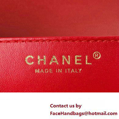 Chanel Grained Calfskin  &  Gold-Tone Metal Chain Backpack Bag AS4490 Red 2023